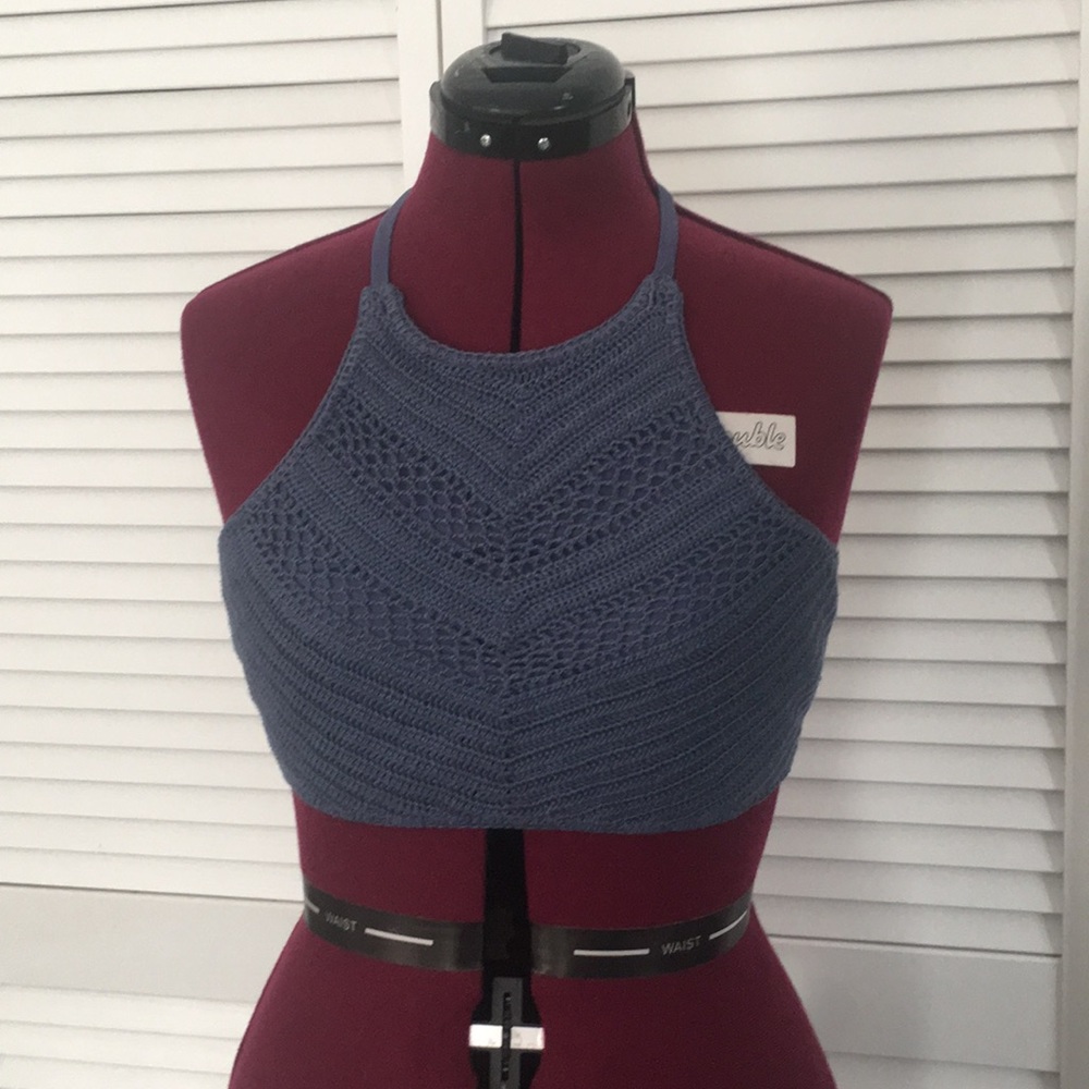 Blue Crochet Swimsuit Festival Top